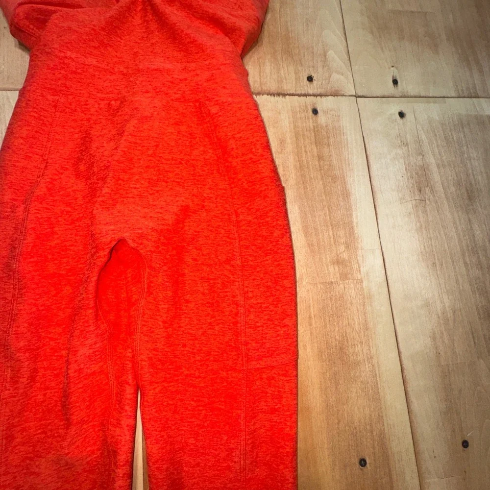 Bombshell Sportswear Orange Halter Neck Active Jumpsuit Unitard Small Pockets - Picture 3 of 8